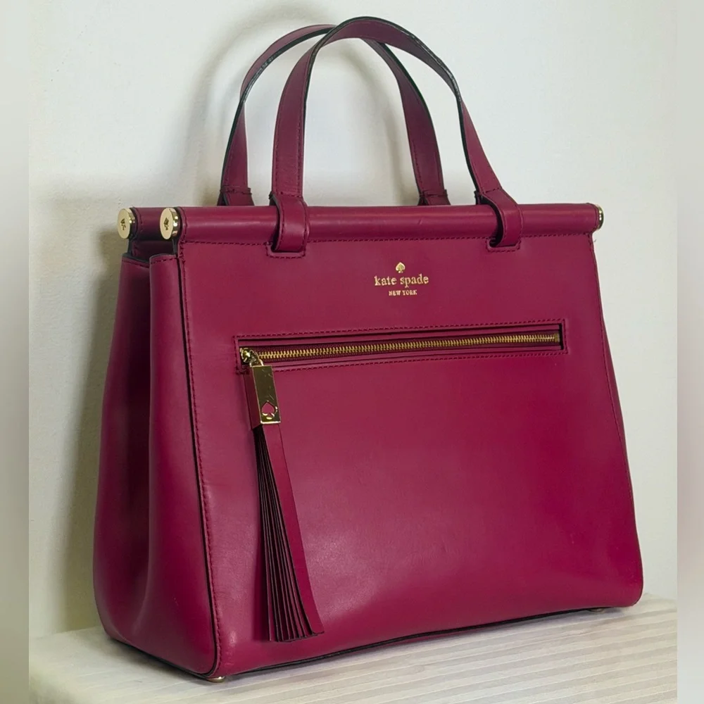 Kate Spade New York | Small ‘Cherise’ Royal Place Satchel Red Plum Leather